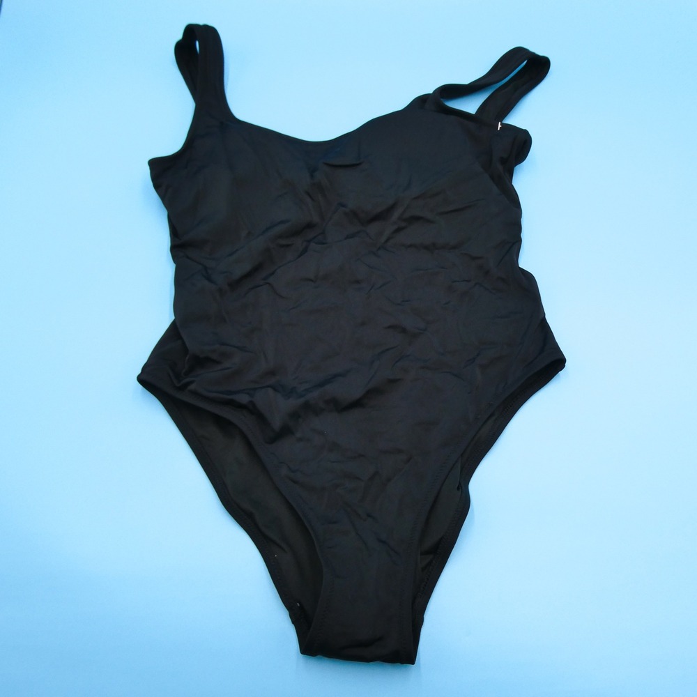 PINK Victoria's Secret One Piece Swimsuit Women Large Solid Black Recycled Nylon